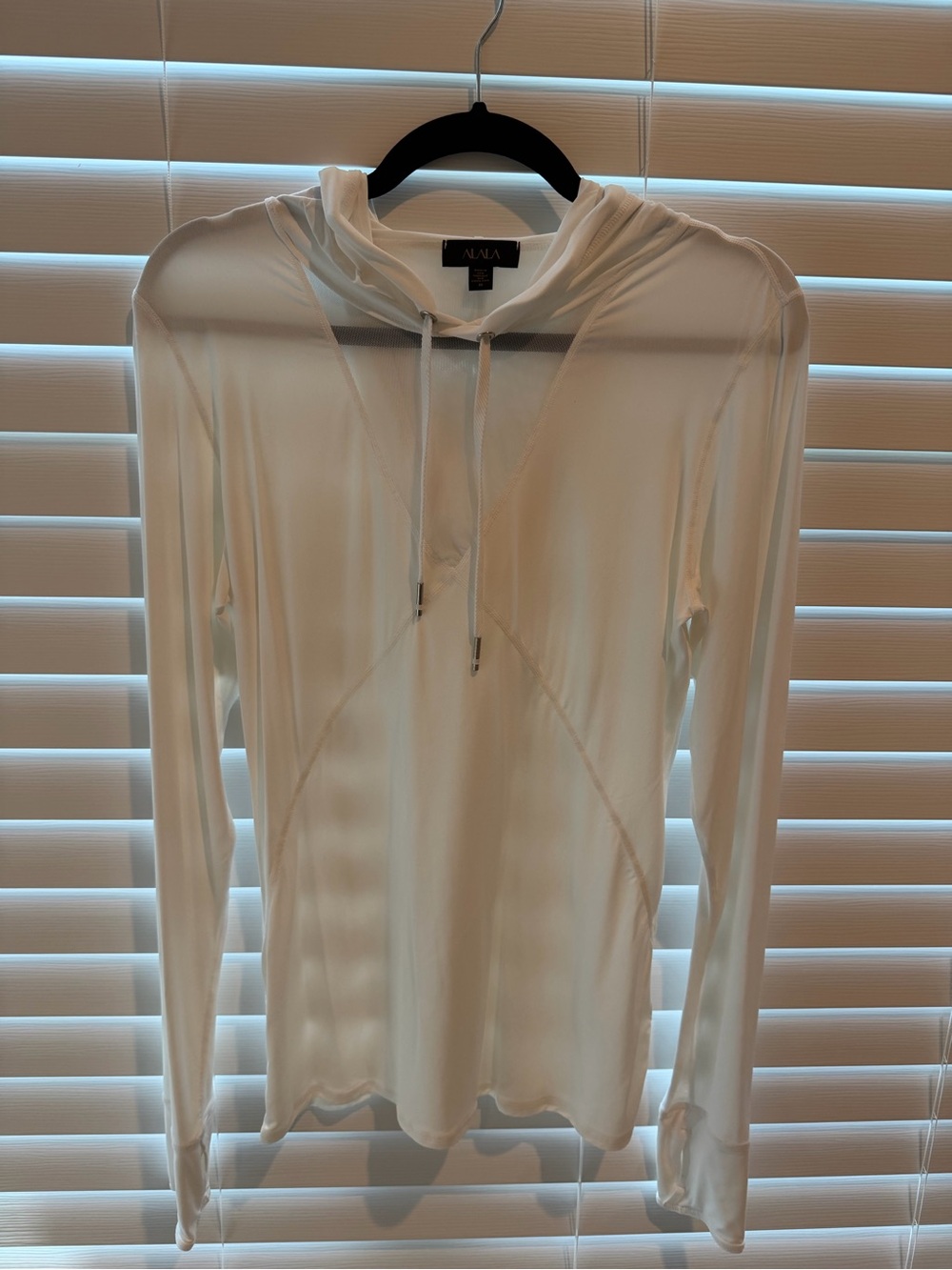 Alala White Lightweight Hooded Long Sleeve Pullover